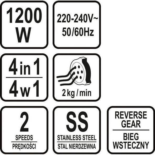 Maszynka do mielenia mięsa Yato MASZYNKA DO MIELENIA MIĘSA 1200W 4W1 universal