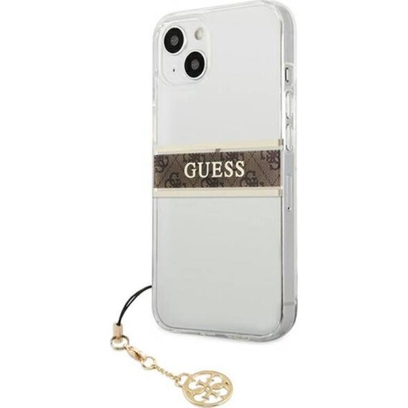 Guess Etui Guess GUHCP13SKB4GBR Apple iPhone 13 mini Transparent hardcase 4G Brown Strap Charm