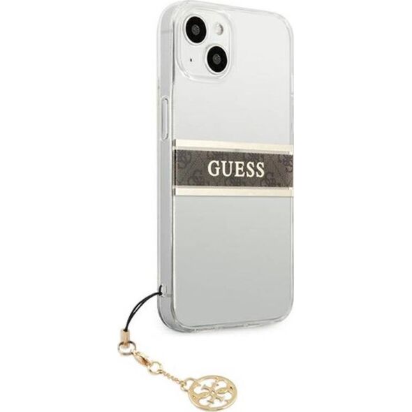 Guess Etui Guess GUHCP13SKB4GBR Apple iPhone 13 mini Transparent hardcase 4G Brown Strap Charm