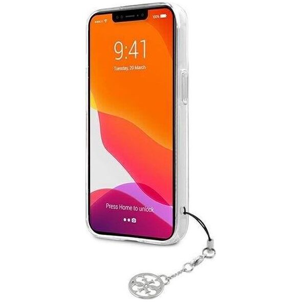 Guess Etui Guess GUHCP13SKB4GGR Apple iPhone 13 mini Transparent hardcase 4G Grey Strap Charm