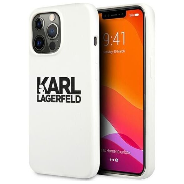 Karl Lagerfeld Etui Karl Lagerfeld KLHCP13LSLKLWH Apple iPhone 13 Pro Silicone Stack Logo biały/white