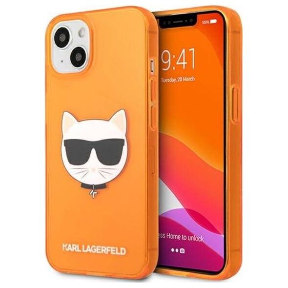 Karl Lagerfeld Etui Karl Lagerfeld KLHCP13SCHTRO Apple iPhone 13 mini pomarańczowy/orange hardcase Glitter Choupette Fluo