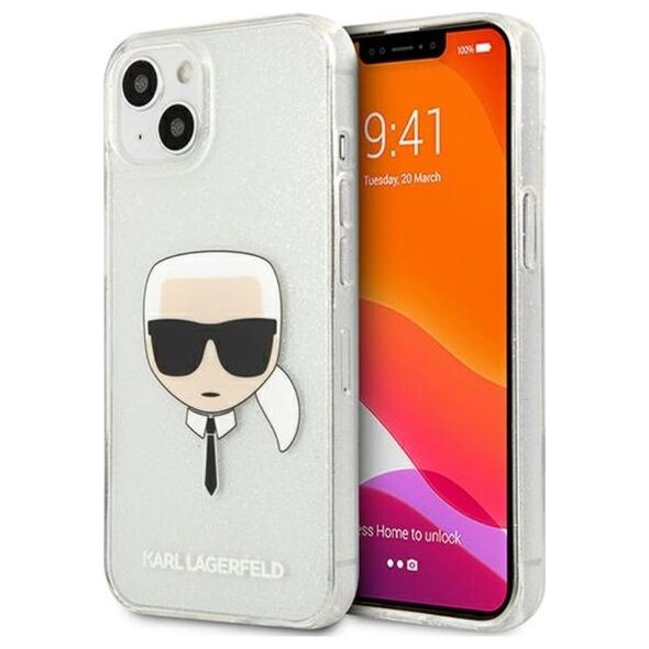 Karl Lagerfeld Etui Karl Lagerfeld KLHCP13SKHTUGLS Apple iPhone 13 mini srebrny/silver hardcase Glitter Karl`s Head