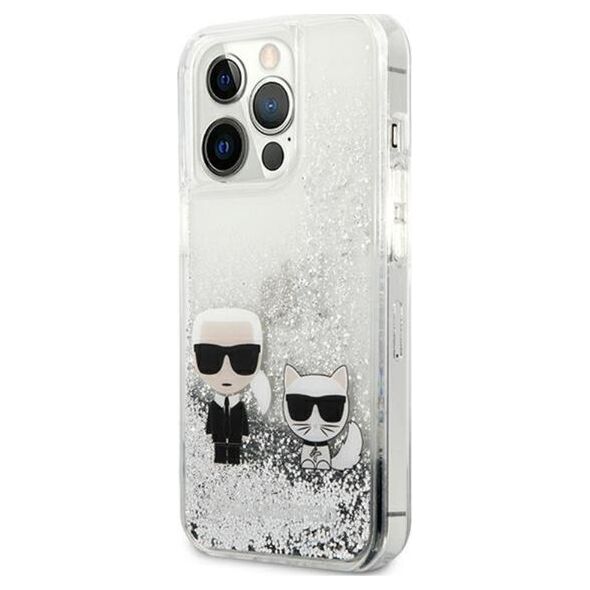 Karl Lagerfeld Etui Karl Lagerfeld KLHCP13XGKCS Apple iPhone 13 Pro Max srebrny/silver hardcase Liquid Glitter Karl&Choupette