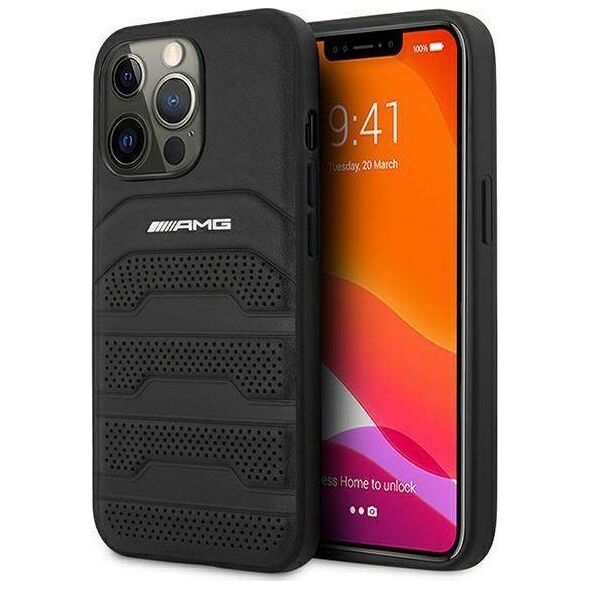 Mercedes Etui Mercedes AMG AMHCP13LGSEBK Apple iPhone 13 Pro czarny/black hardcase Leather Debossed Lines