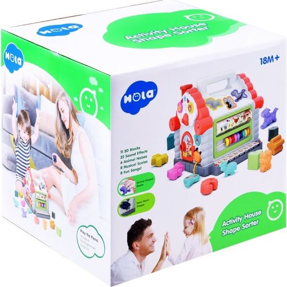 HOLA Interaktywny Domek sorter klocki zwierzątka ZA3518