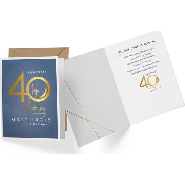 KUKARTKA Karnet 40 Urodziny, popielate V-011