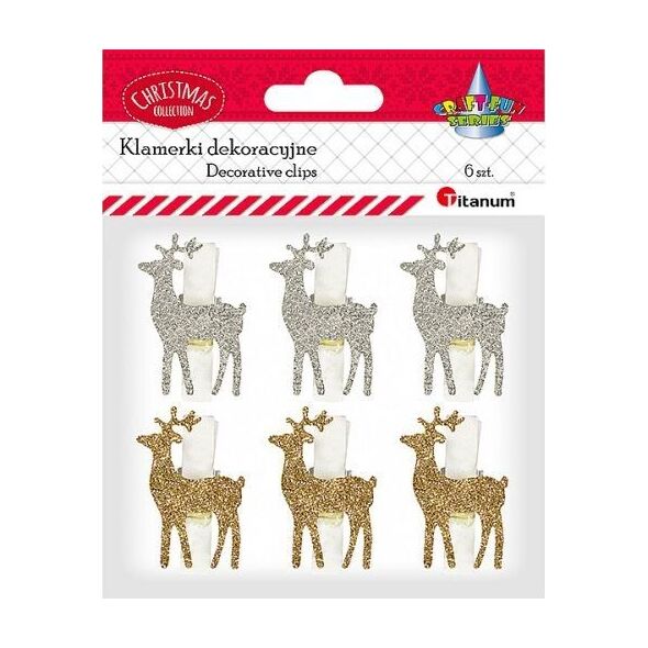 Titanum Klamerki drewniane Renifer 6szt