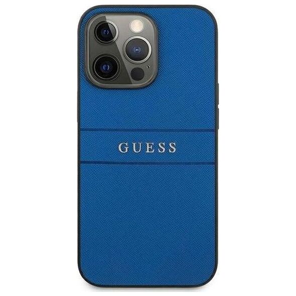 Guess Guess Saffiano Metal Logo Stripes - Etui iPhone 13 Pro (niebieski)