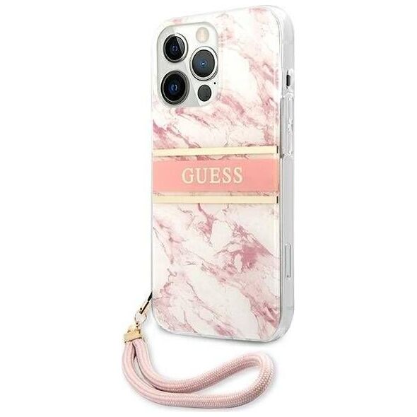 Guess Guess GUHCP13XKMABPI iPhone 13 Pro Max 6,7" różowy/pink hardcase Marble Strap Collection