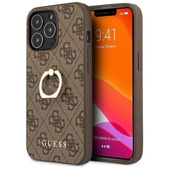 Guess Guess GUHCP13L4GMRBR iPhone 13 Pro / 13 6,1" brązowy/brown hardcase 4G with ring stand
