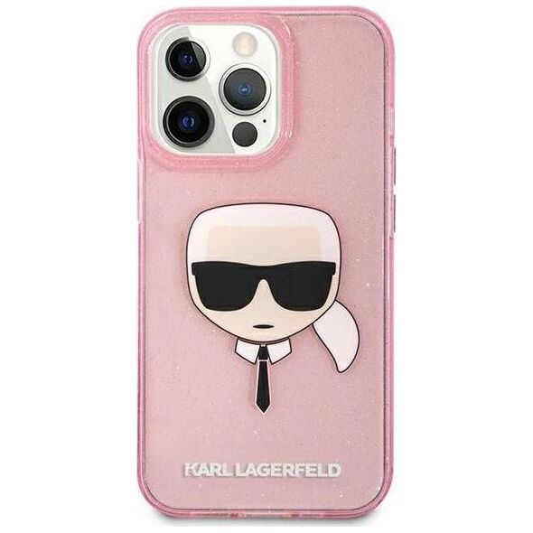 Karl Lagerfeld Karl Lagerfeld KLHCP13XKHTUGLP iPhone 13 Pro Max 6,7" różowy/pink hardcase Glitter Karl`s Head
