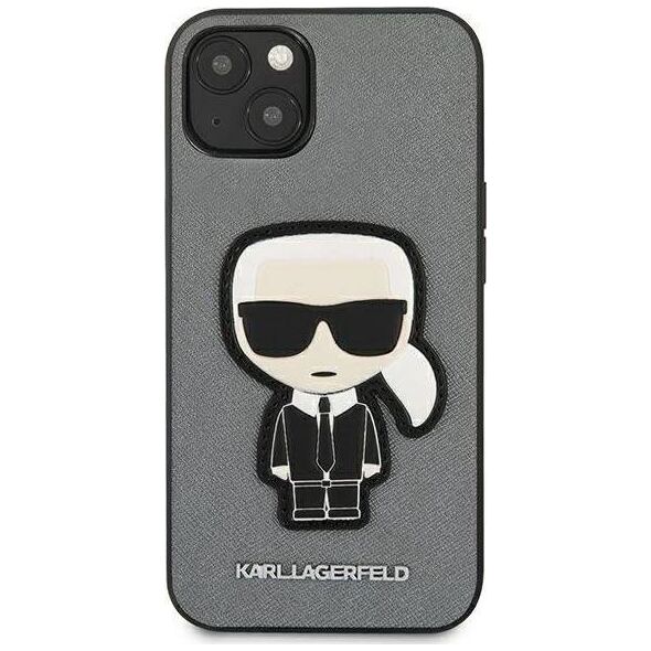 Karl Lagerfeld Karl Lagerfeld KLHCP13SOKPGiPhone 13 mini 5,4" srebrny/silver hardcase Saffiano Ikonik Karl`s Patch