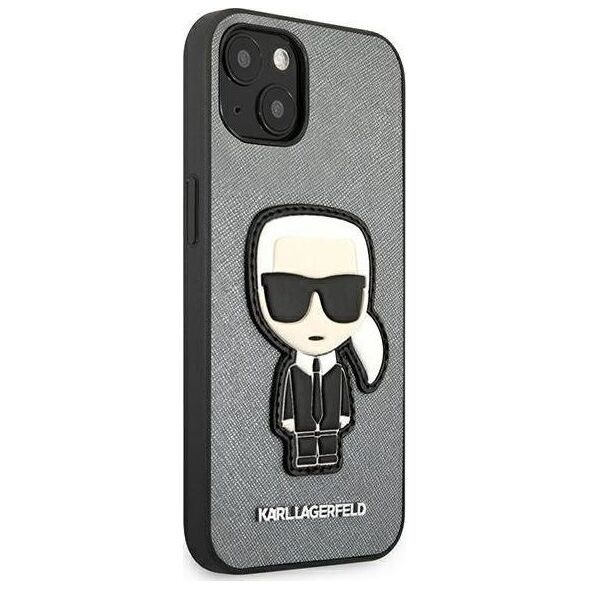 Karl Lagerfeld Karl Lagerfeld KLHCP13SOKPGiPhone 13 mini 5,4" srebrny/silver hardcase Saffiano Ikonik Karl`s Patch