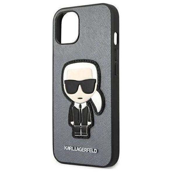 Karl Lagerfeld Karl Lagerfeld KLHCP13SOKPGiPhone 13 mini 5,4" srebrny/silver hardcase Saffiano Ikonik Karl`s Patch