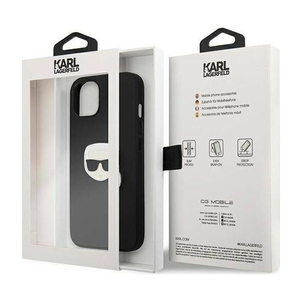 Karl Lagerfeld Karl Lagerfeld KLHCP13SPKMK iPhone 13 mini 5,4" czarny/black hardcase Leather Ikonik Karl`s Head Metal