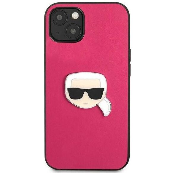 Karl Lagerfeld Karl Lagerfeld KLHCP13SPKMP iPhone 13 mini 5,4" różowy/pink hardcase Leather Ikonik Karl`s Head Metal
