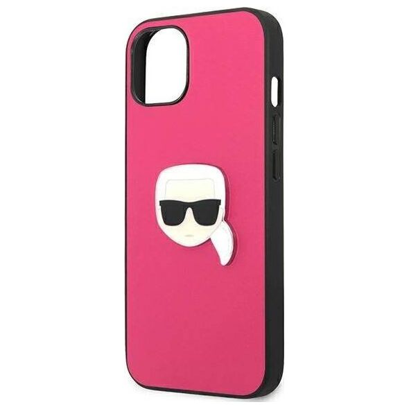 Karl Lagerfeld Karl Lagerfeld KLHCP13SPKMP iPhone 13 mini 5,4" różowy/pink hardcase Leather Ikonik Karl`s Head Metal