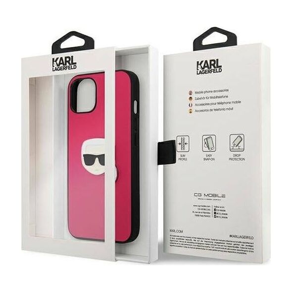Karl Lagerfeld Karl Lagerfeld KLHCP13SPKMP iPhone 13 mini 5,4" różowy/pink hardcase Leather Ikonik Karl`s Head Metal
