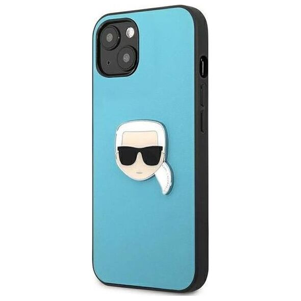 Karl Lagerfeld Karl Lagerfeld KLHCP13SPKMB iPhone 13 mini 5,4" niebieski/blue hardcase Leather Ikonik Karl`s Head Metal