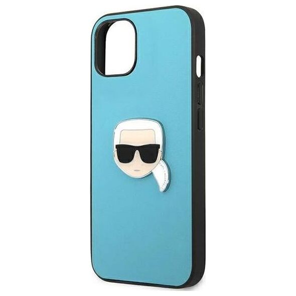 Karl Lagerfeld Karl Lagerfeld KLHCP13SPKMB iPhone 13 mini 5,4" niebieski/blue hardcase Leather Ikonik Karl`s Head Metal