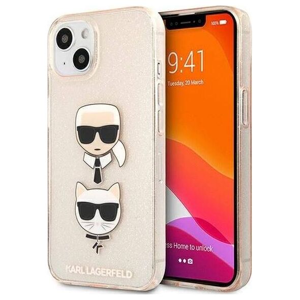 Karl Lagerfeld Karl Lagerfeld KLHCP13SKCTUGLGO iPhone 13 mini 5,4" złoty/gold hardcase Glitter Karl`s & Choupette