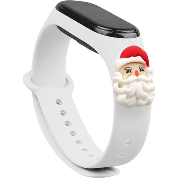 Hurtel Strap Xmas opaska do Xiaomi Mi Band 6 / Mi Band 5 świąteczny silikonowy pasek bransoletka biały (mikołaj)