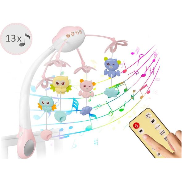 Ricokids Karuzela do łóżeczka z projektorem RK-813 różowa