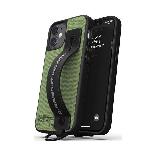 Diesel DIESEL HANDSTRAP CASE UTILITY TWILL IPHONE 12 MINI CZARNY/ZIELONY standard