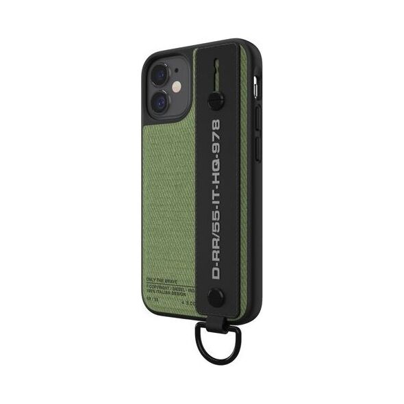 Diesel DIESEL HANDSTRAP CASE UTILITY TWILL IPHONE 12 MINI CZARNY/ZIELONY standard