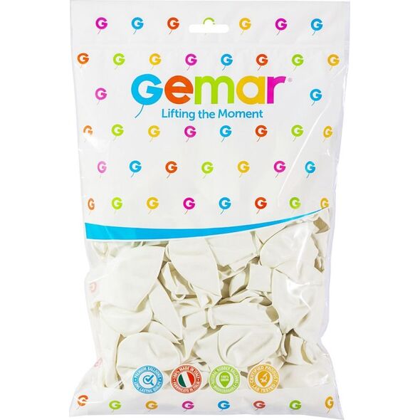 Gemar Balony pastelowe Białe, G110, 30 cm, 100 szt.