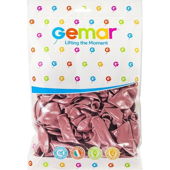 Gemar Balony metaliczne Różowo-Złote, GM110, 30 cm, 100 szt.