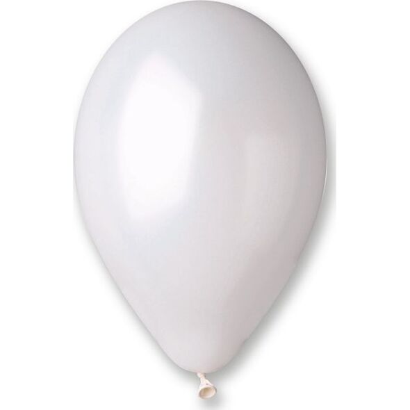 Gemar Balony metaliczne Perłowo-Białe, GM90, 25 cm, 100 szt.