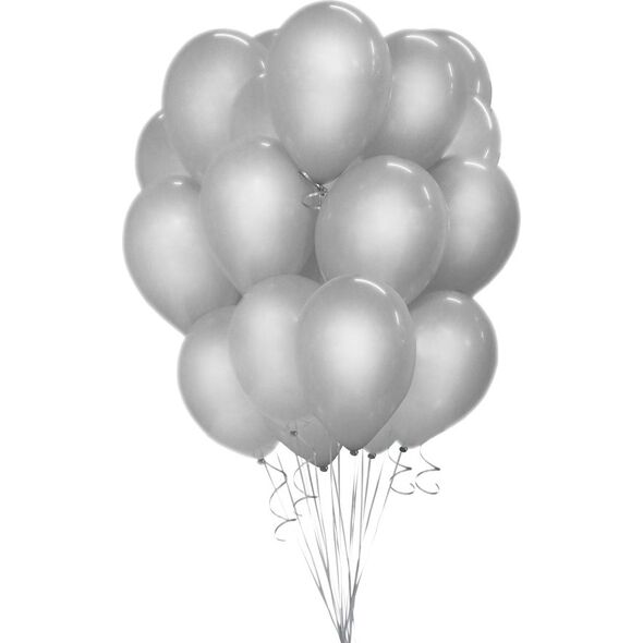 GoDan Balony metaliczne Srebrne, B&C, 30 cm, 50 szt.