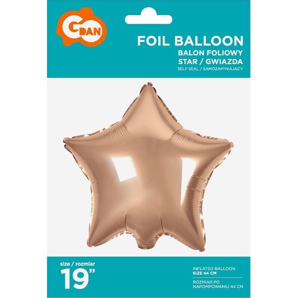 GoDan Balon foliowy GWIAZDA, różowo-złota 19 cali
