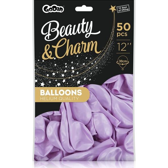 GoDan Balony makaroniki Lawendowe, Beauty&Charm, 30 cm, 50 szt.