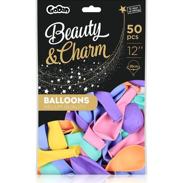 GoDan Balony makaroniki Mix, Beauty&Charm, 30 cm, 50 szt.