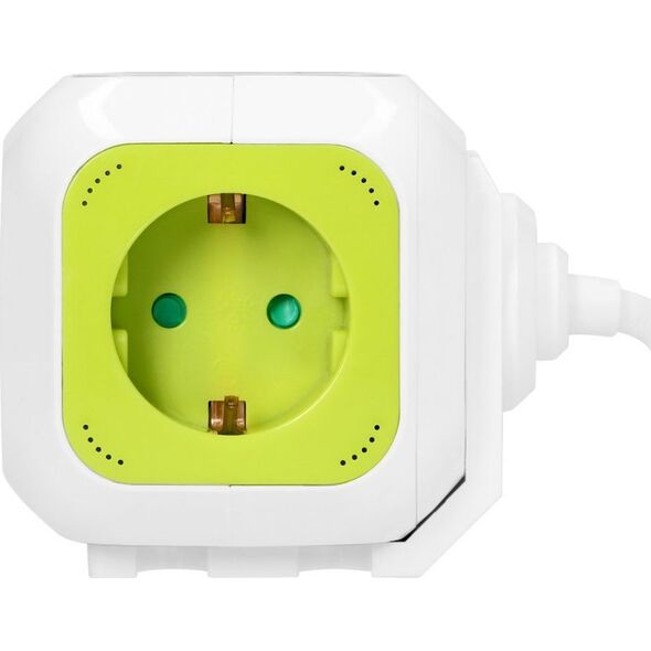 Orno Przedłużacz Kostka 4-krotny(Schuko) z ładowarką 2xUSB 1,4m limonkowy