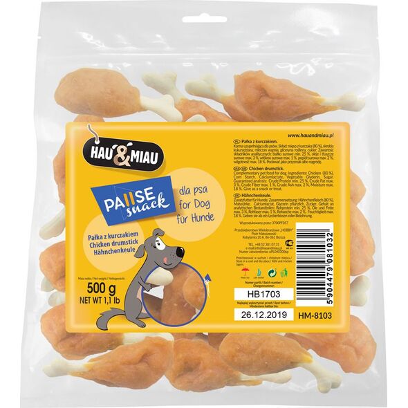 Hau&Miau Hau&Miau pałka z kurczakiem 500g HM-8103