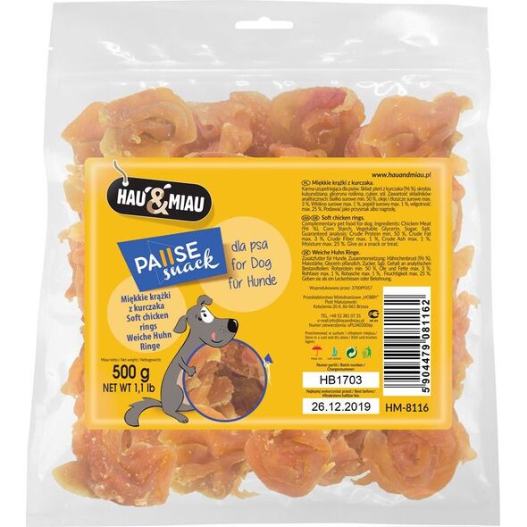 Hau&Miau Miękkie krążki z kurczaka Hau&Miau HM-8116 500 g