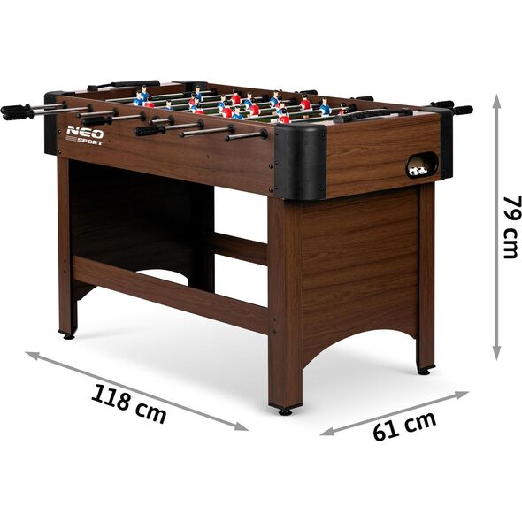 Neo-Sport Stół do gry w piłkarzyki, ciemny brąz 118x61x79 cm (NS-804)