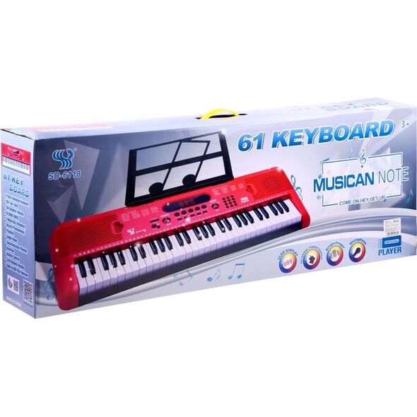Jokomisiada Organy Keyboard z mikrofonem 61kl czerwone IN0132
