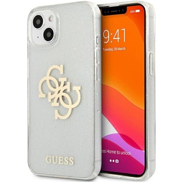 Guess Etui Guess GUHCP13SPCUGL4GTR Apple iPhone 13 mini transparent hard case Glitter 4G Big Logo