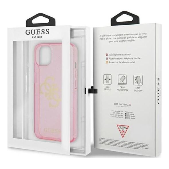 Guess Etui Guess GUHCP13SPCUGL4GPI Apple iPhone 13 mini różowy/pink hard case Glitter 4G Big Logo