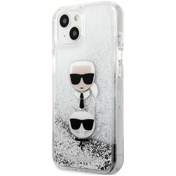 Karl Lagerfeld Etui Karl Lagerfeld KLHCP13SKICGLS Apple iPhone 13 mini srebrny/silver hardcase Liquid Glitter Karl&Choupette Head