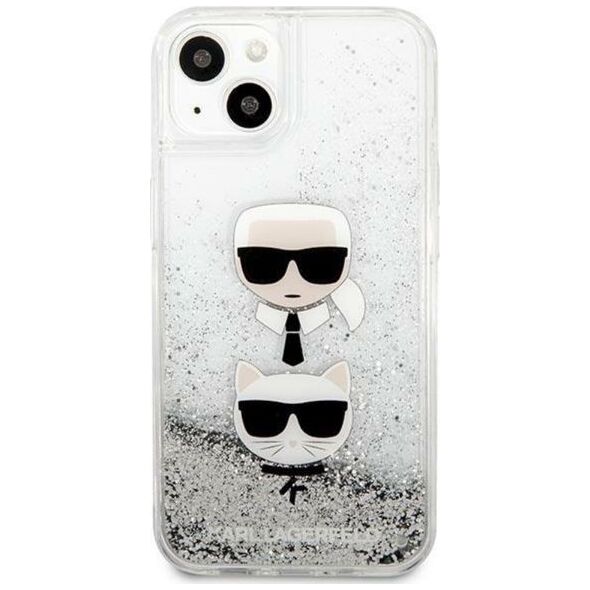 Karl Lagerfeld Etui Karl Lagerfeld KLHCP13SKICGLS Apple iPhone 13 mini srebrny/silver hardcase Liquid Glitter Karl&Choupette Head