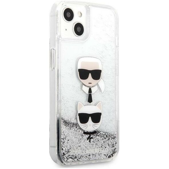 Karl Lagerfeld Etui Karl Lagerfeld KLHCP13SKICGLS Apple iPhone 13 mini srebrny/silver hardcase Liquid Glitter Karl&Choupette Head