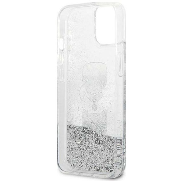 Karl Lagerfeld Etui Karl Lagerfeld KLHCP13SKICGLS Apple iPhone 13 mini srebrny/silver hardcase Liquid Glitter Karl&Choupette Head