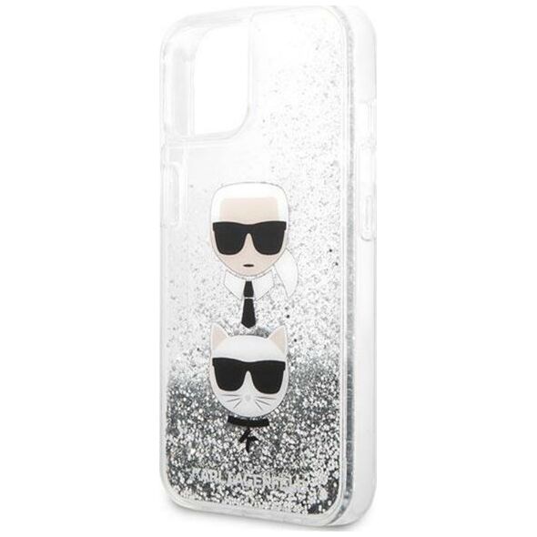 Karl Lagerfeld Etui Karl Lagerfeld KLHCP13SKICGLS Apple iPhone 13 mini srebrny/silver hardcase Liquid Glitter Karl&Choupette Head