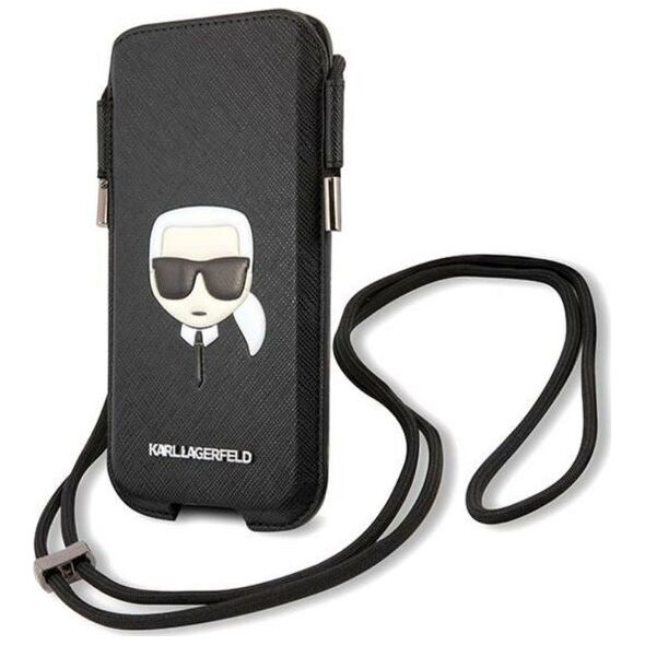 Karl Lagerfeld Torebka Karl Lagerfeld KLHCP12MOPHKHK 6,1 cala czarny/black hardcase Saffiano Ikonik Karl`s Head